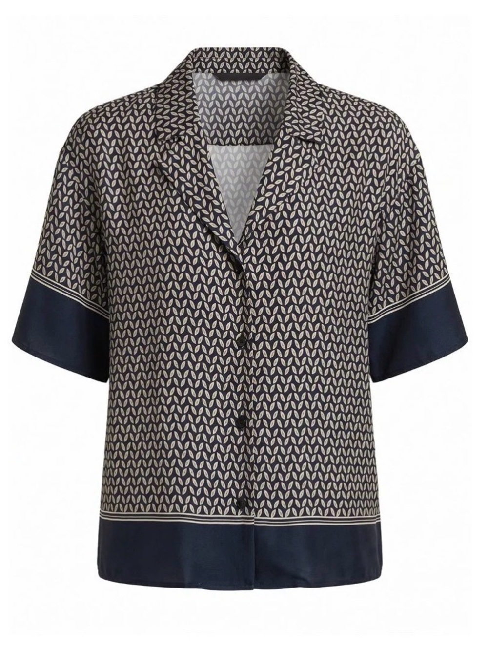 Peserico Black & Cream Short-Sleeve Printed Button-Down Shirt